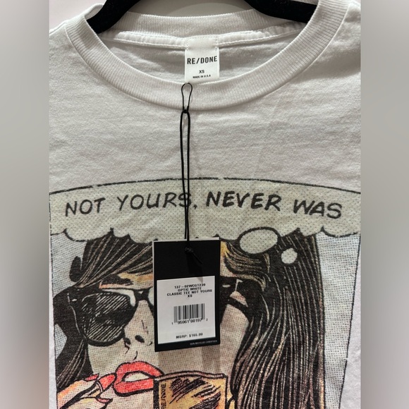 NWT redone classic tee not yours size XS cream - Picture 5 of 6